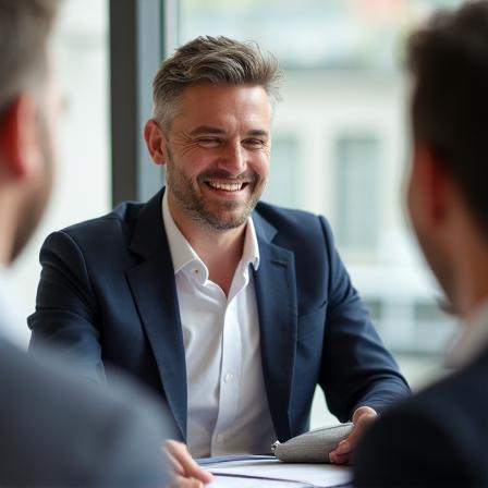 Satisfied client in a modern office